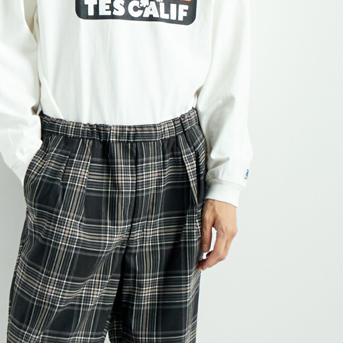 Noir Fabrik [ヌワールファブリック] T/Rツイルストレッチ チェックタックインパンツ [NF-243-055] BK BLK CHK