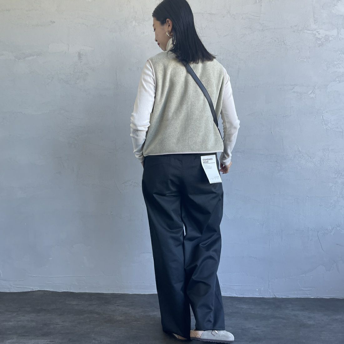DANTON [ダントン] フリースカラーレスベスト [DT-A0521] MARBLE&&モデル身長：163cm 着用サイズ：36&&