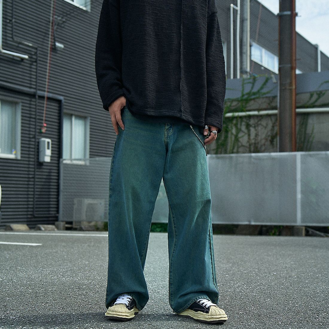 LIBERTO [リベルト] EL PASO ワイドバギーデニム [FL2500] 88 GRUNGE &&モデル身長：179cm 着用サイズ：30&&