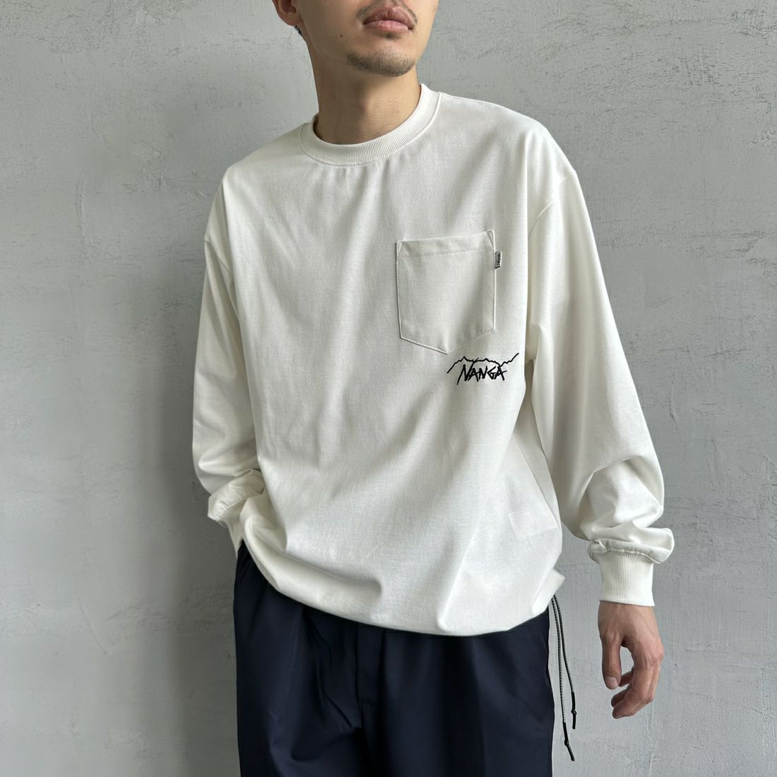 JEANSFACTORY × NANGA [ジーンズファクトリー × ナンガ] 別注 ドローコードポケット ロングスリーブTシャツ [NW24AW-JF5]