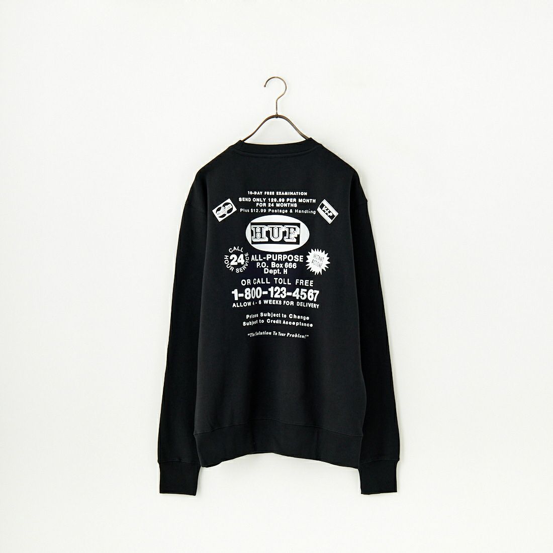 HUF [ハフ] AS SEEN ON TV バックプリントスウェット [PF00690] BLACK