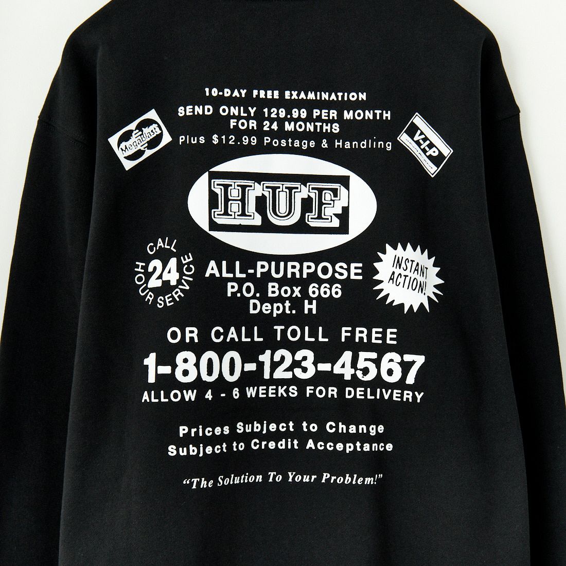 HUF [ハフ] AS SEEN ON TV バックプリントスウェット [PF00690] BLACK