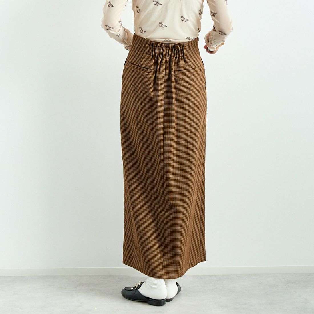 Jeans Factory Clothes [ジーンズファクトリークローズ] ジップスリットタイトスカート [21243056] 036 ﾌﾞﾗｳﾝC &&モデル身長：167cm 着用サイズ：36&&