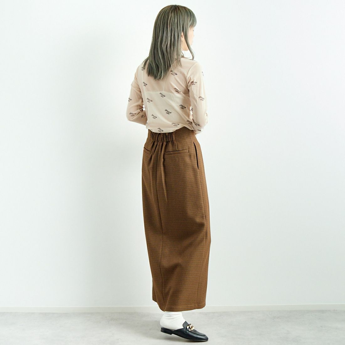 Jeans Factory Clothes [ジーンズファクトリークローズ] ジップスリットタイトスカート [21243056] 036 ﾌﾞﾗｳﾝC &&モデル身長：167cm 着用サイズ：36&&