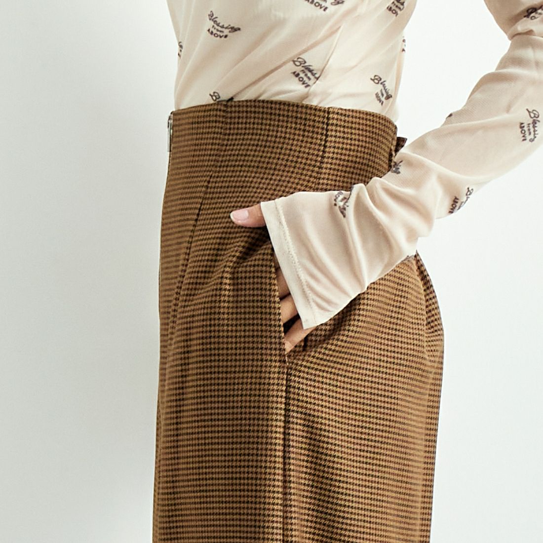 Jeans Factory Clothes [ジーンズファクトリークローズ] ジップスリットタイトスカート [21243056] 036 ﾌﾞﾗｳﾝC &&モデル身長：167cm 着用サイズ：36&&