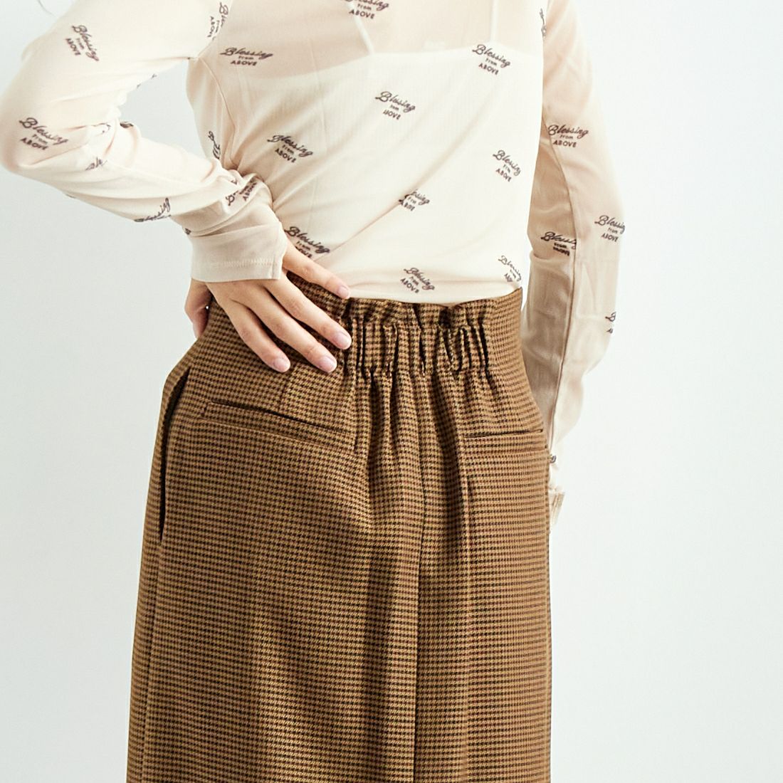 Jeans Factory Clothes [ジーンズファクトリークローズ] ジップスリットタイトスカート [21243056] 036 ﾌﾞﾗｳﾝC &&モデル身長：167cm 着用サイズ：36&&