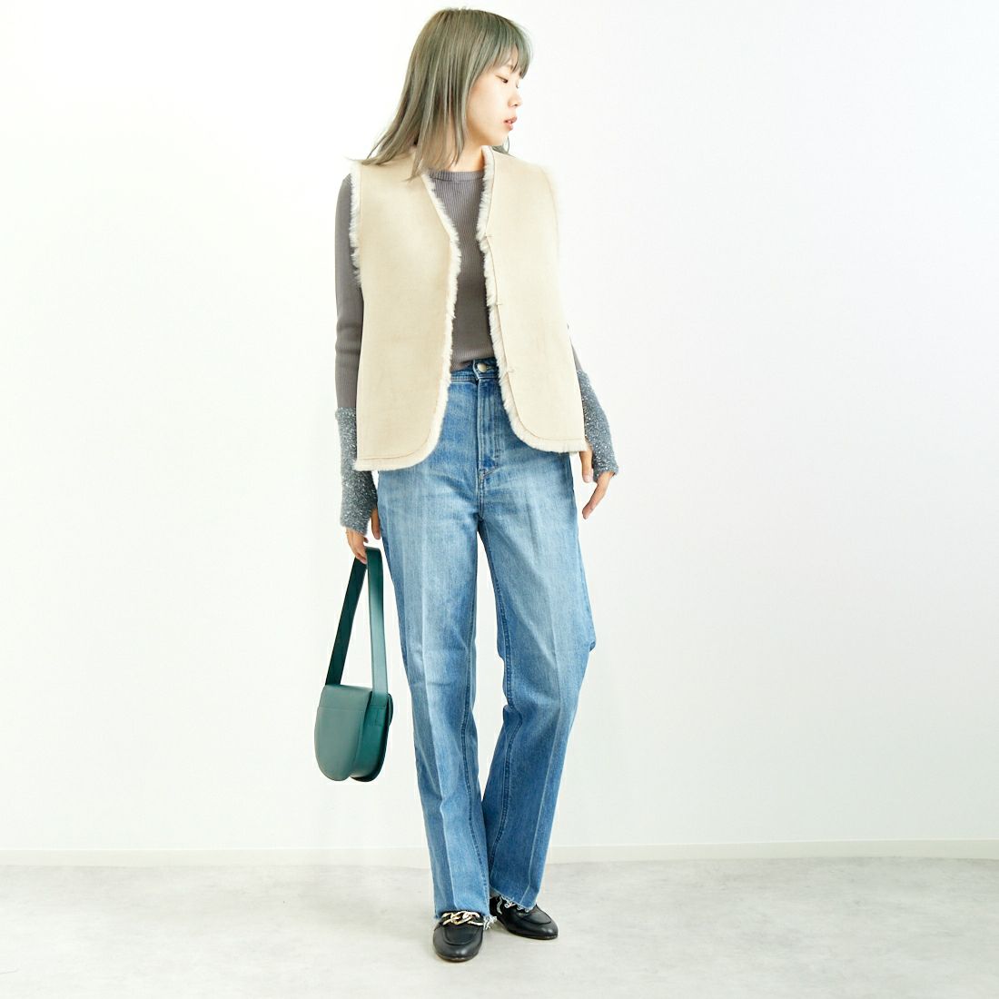 YANUK [ヤヌーク] ボーイズストレート LEA/レア [57143231] CPS &&モデル身長：167cm 着用サイズ：24&&