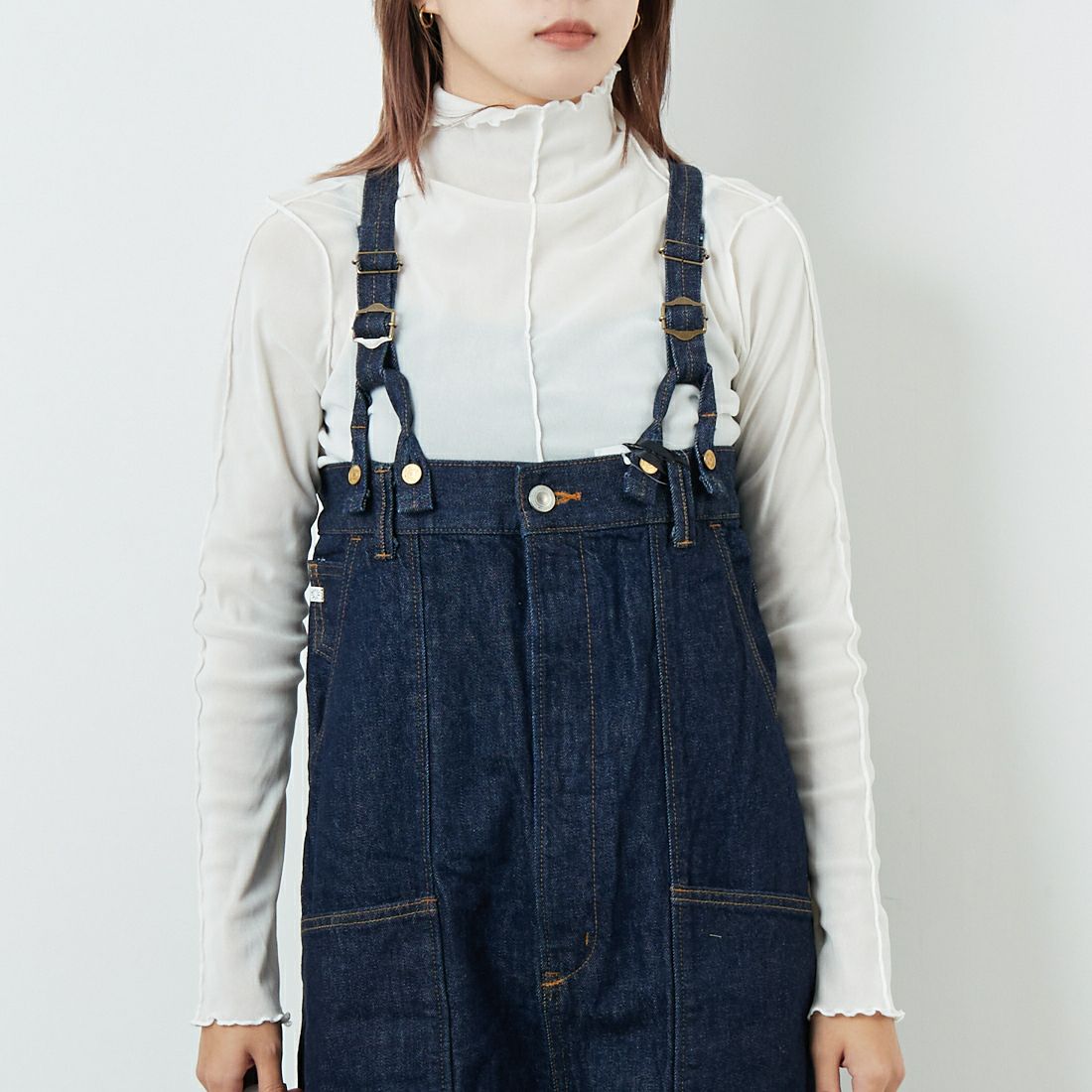 SOMETHING [サムシング] ダブルニーサロペット [SA1901] 00 O.W &&モデル身長：167cm 着用サイズ：F&&