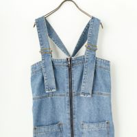  JEANS　デニムサロペットスカート（S） SOMETHING [サムシング] レースアップ サロペットデニムスカート