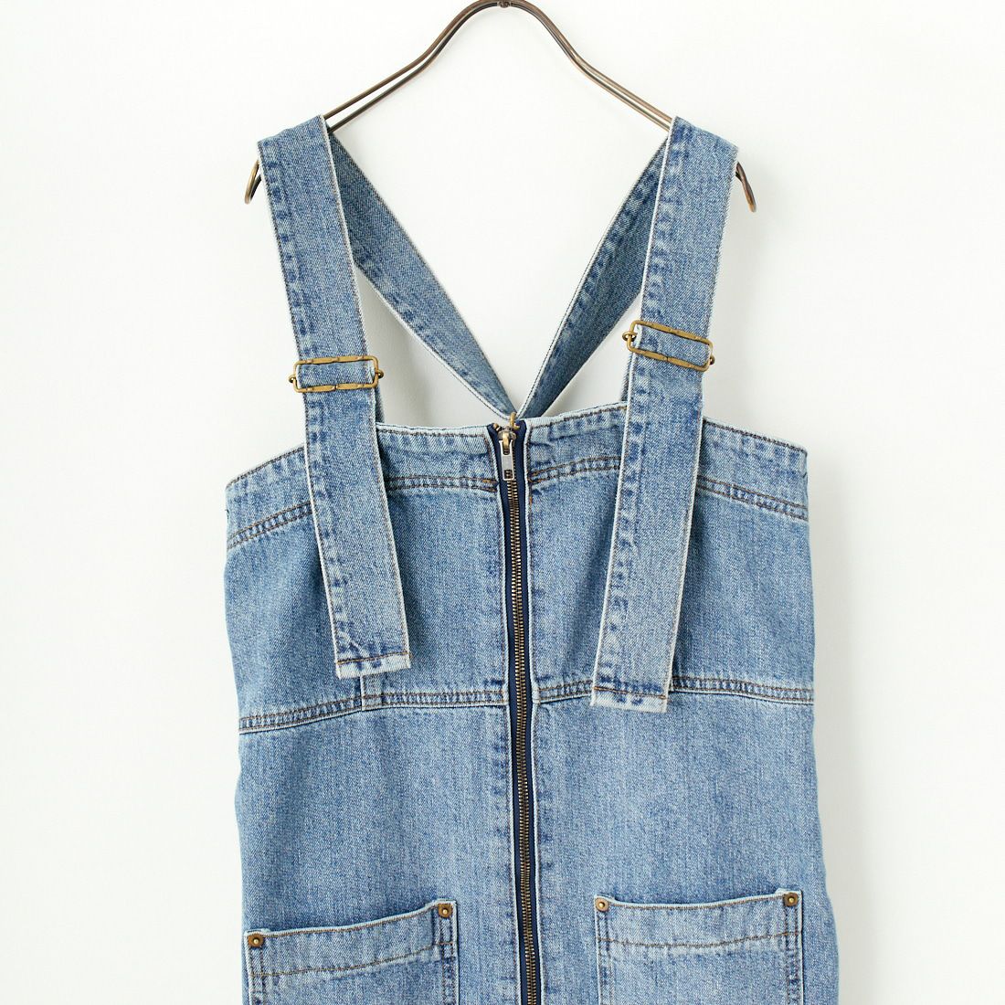 SOMETHING [サムシング] レースアップ サロペットデニムスカート [SA1602] 94 L.BLUE