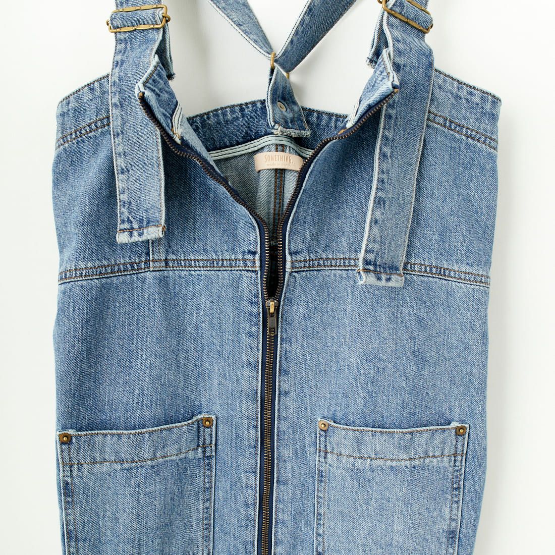 SOMETHING [サムシング] レースアップ サロペットデニムスカート [SA1602] 94 L.BLUE