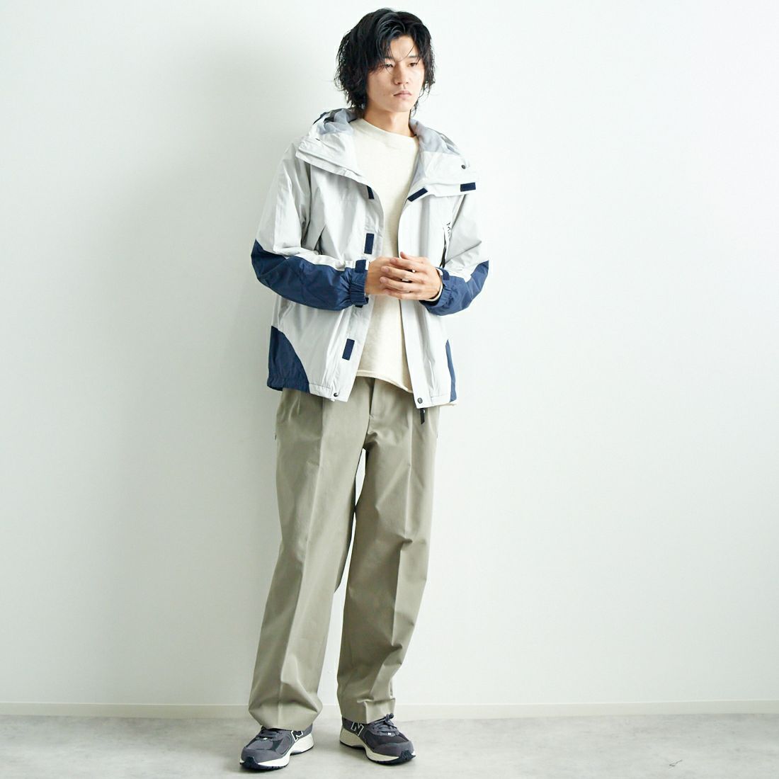 Marmot [マーモット] キメラマウンテンジャケット [TSAMO036] L.GRAY/NAV &&モデル身長：182cm 着用サイズ：L&&