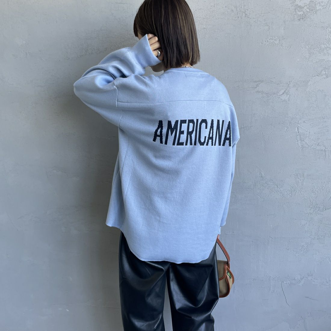 【予約商品】Americana × JEANS FACTORY [アメリカーナ × ジーンズファクトリー] 別注 バックロゴデザインジャガードニット [ASO-C-002-2-JF]