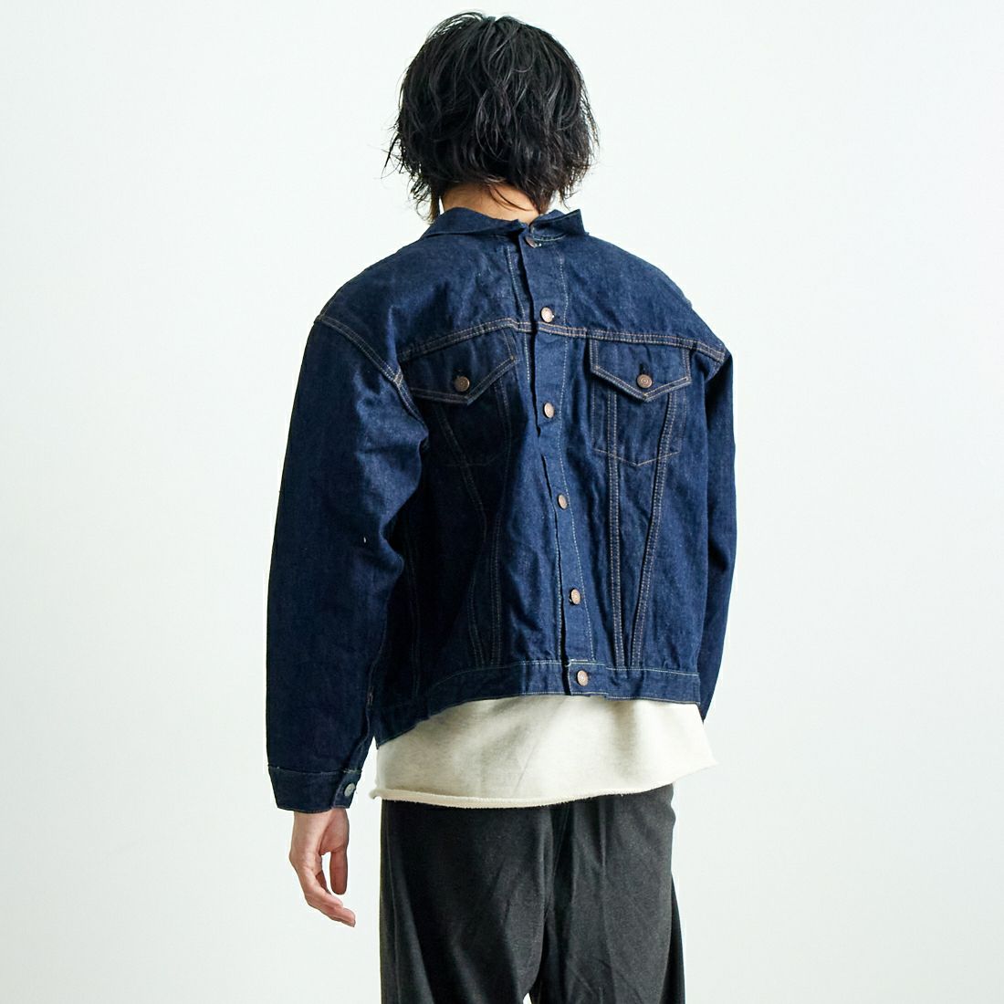 orSlow [オアスロウ] BOTH サイドデニムジャケット [01-6115] 81 ONE WAS &&モデル身長：182cm 着用サイズ：3&&