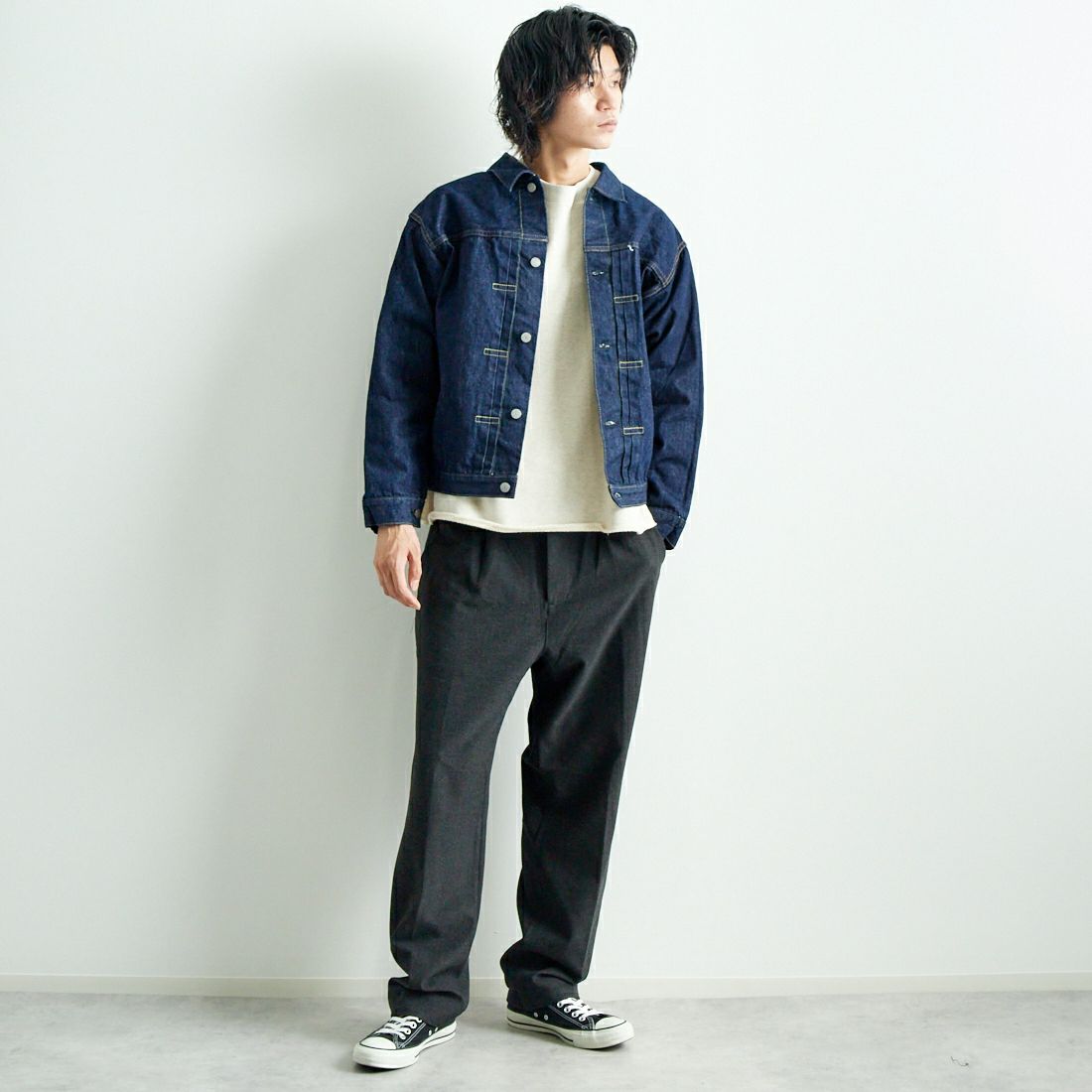 orSlow [オアスロウ] BOTH サイドデニムジャケット [01-6115] 81 ONE WAS &&モデル身長：182cm 着用サイズ：3&&