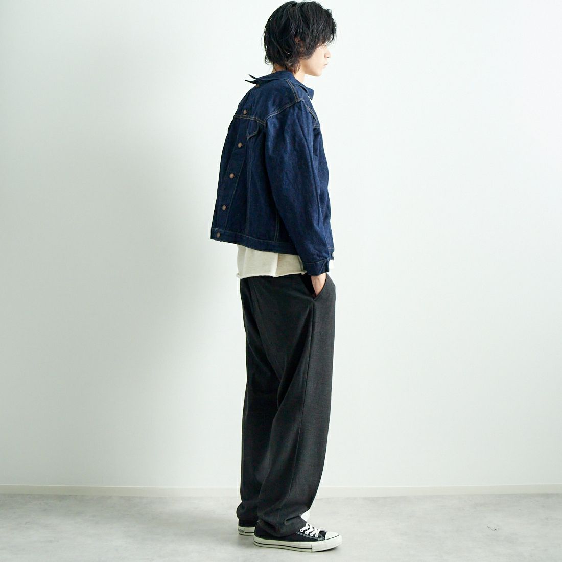 orSlow [オアスロウ] BOTH サイドデニムジャケット [01-6115] 81 ONE WAS &&モデル身長：182cm 着用サイズ：3&&