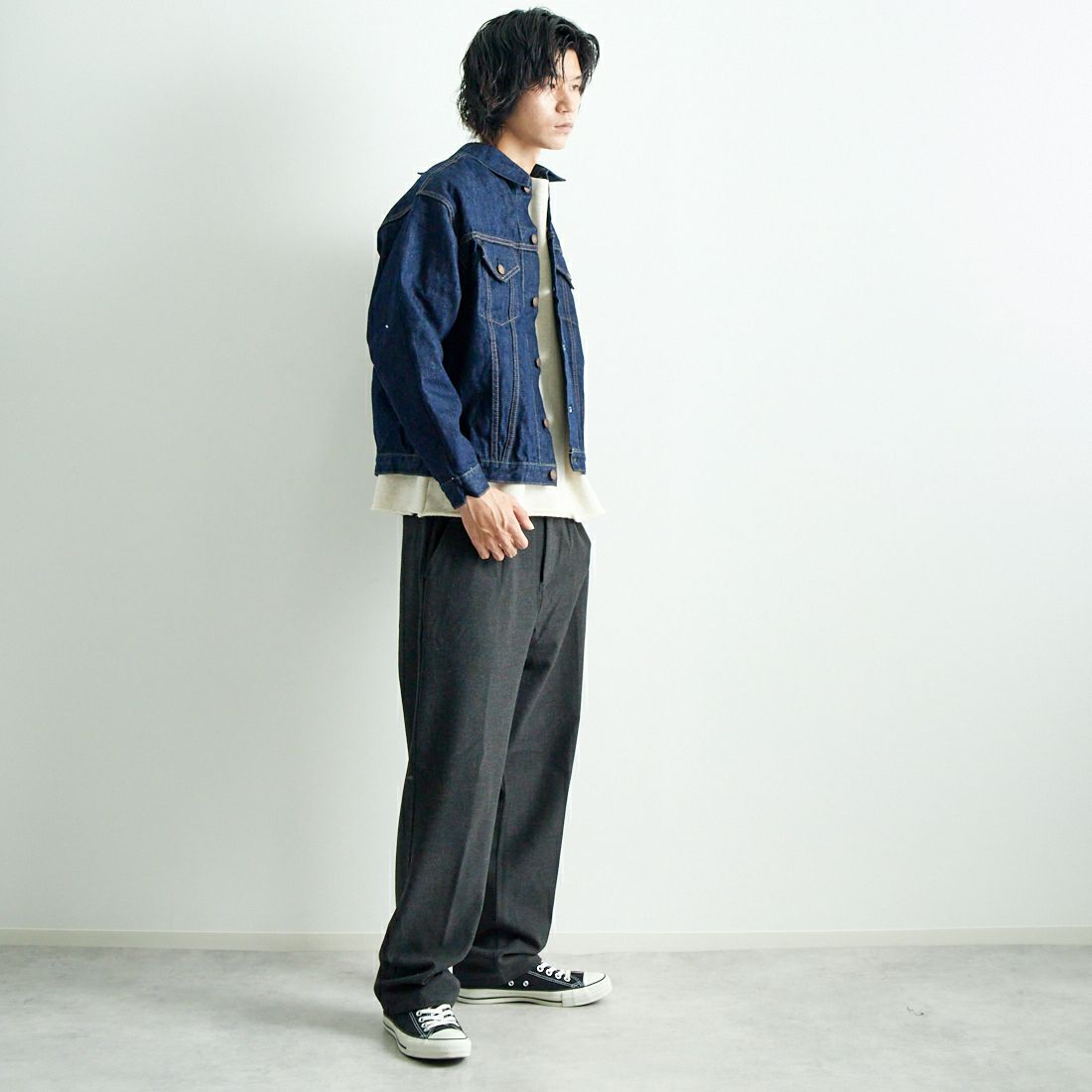 orSlow [オアスロウ] BOTH サイドデニムジャケット [01-6115] 81 ONE WAS &&モデル身長：182cm 着用サイズ：3&&