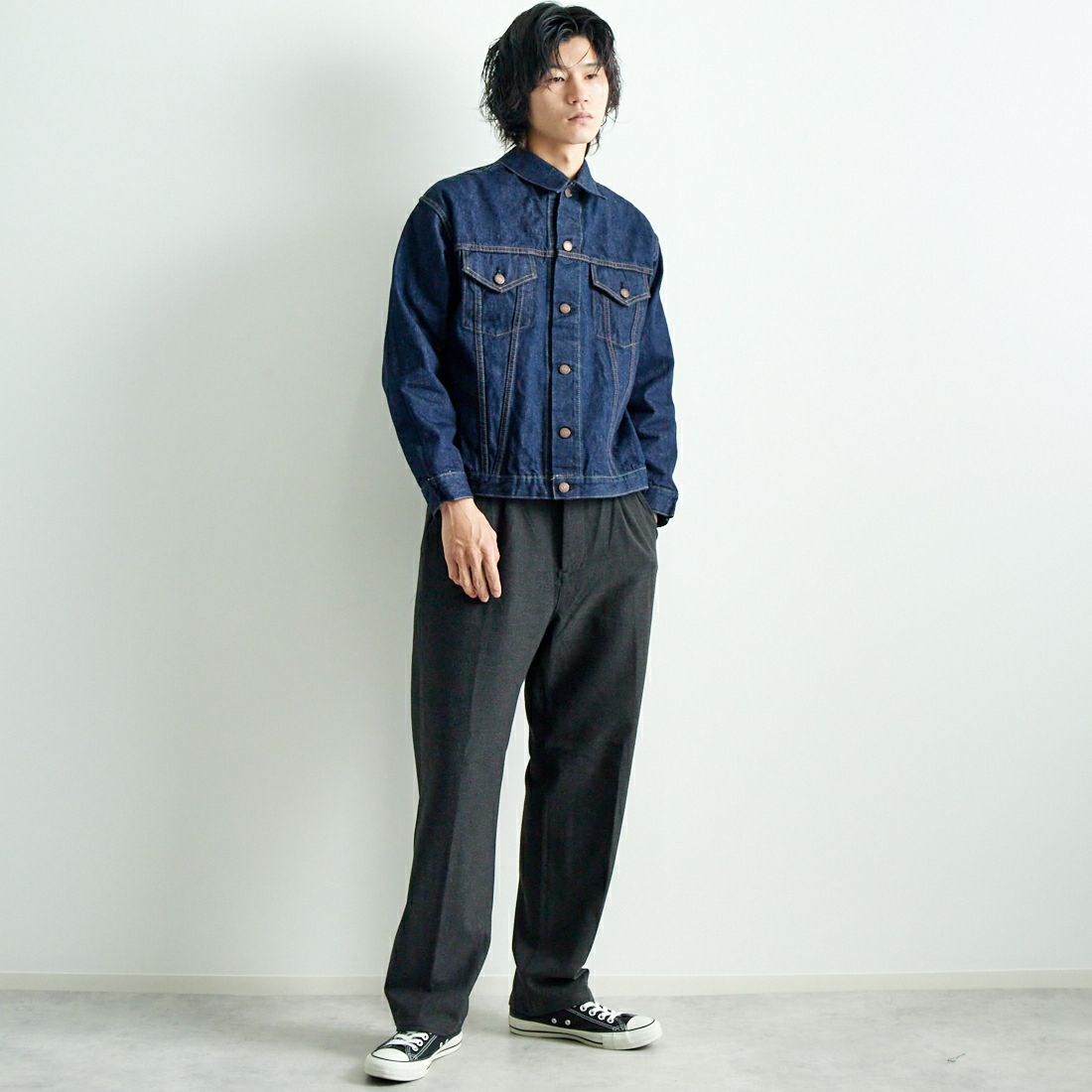 orSlow [オアスロウ] BOTH サイドデニムジャケット [01-6115] 81 ONE WAS &&モデル身長：182cm 着用サイズ：3&&