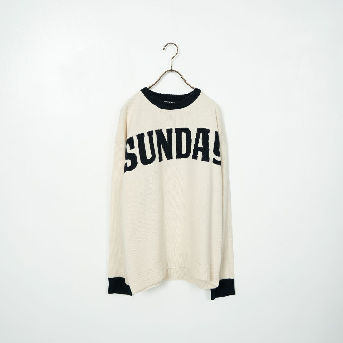 LOGAN Knitting Mills [ローガン ニッティング ミルズ] 別注 クルーネック 配色ジャガードロゴニット [LG-24FW28IN-JF] IVORY