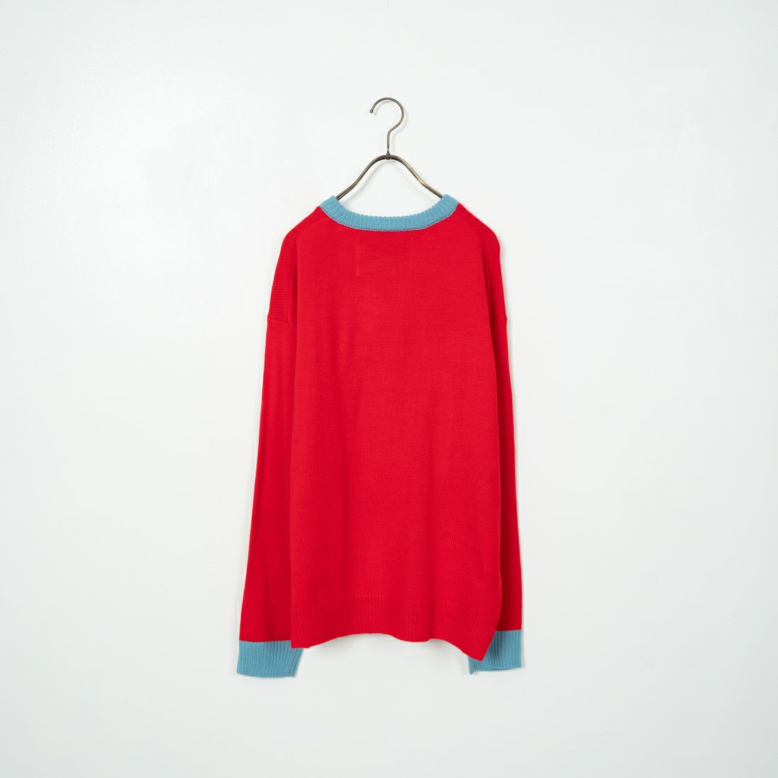 LOGAN Knitting Mills [ローガン ニッティング ミルズ] 別注 クルーネック 配色ジャガードロゴニット [LG-24FW28IN-JF] RED