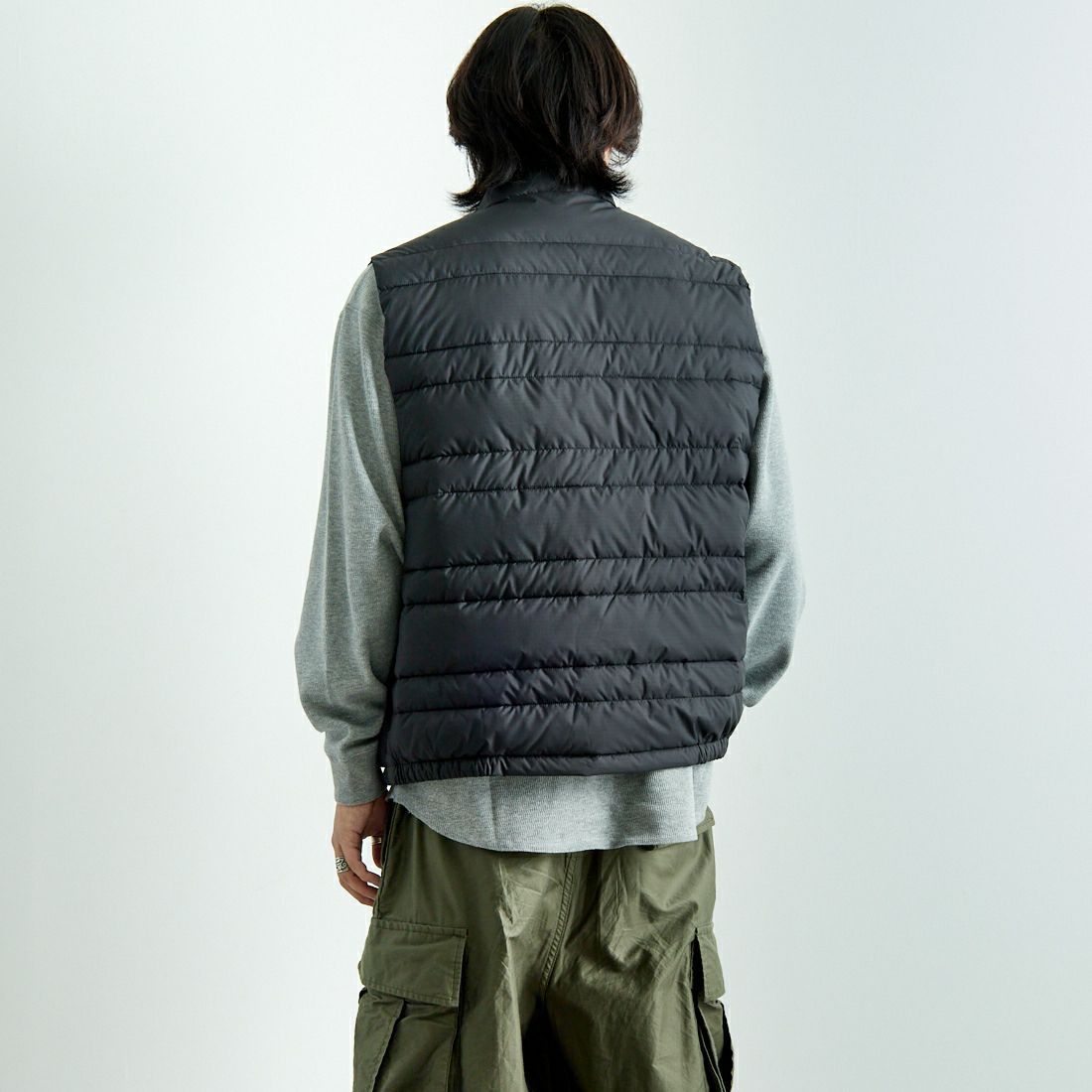 THE NORTH FACE PURPLE LABEL [ザ ノースフェイス パープルレーベル] リップストップシエラベスト [N24FN021] K BLACK&&モデル身長：179cm 着用サイズ：M&&