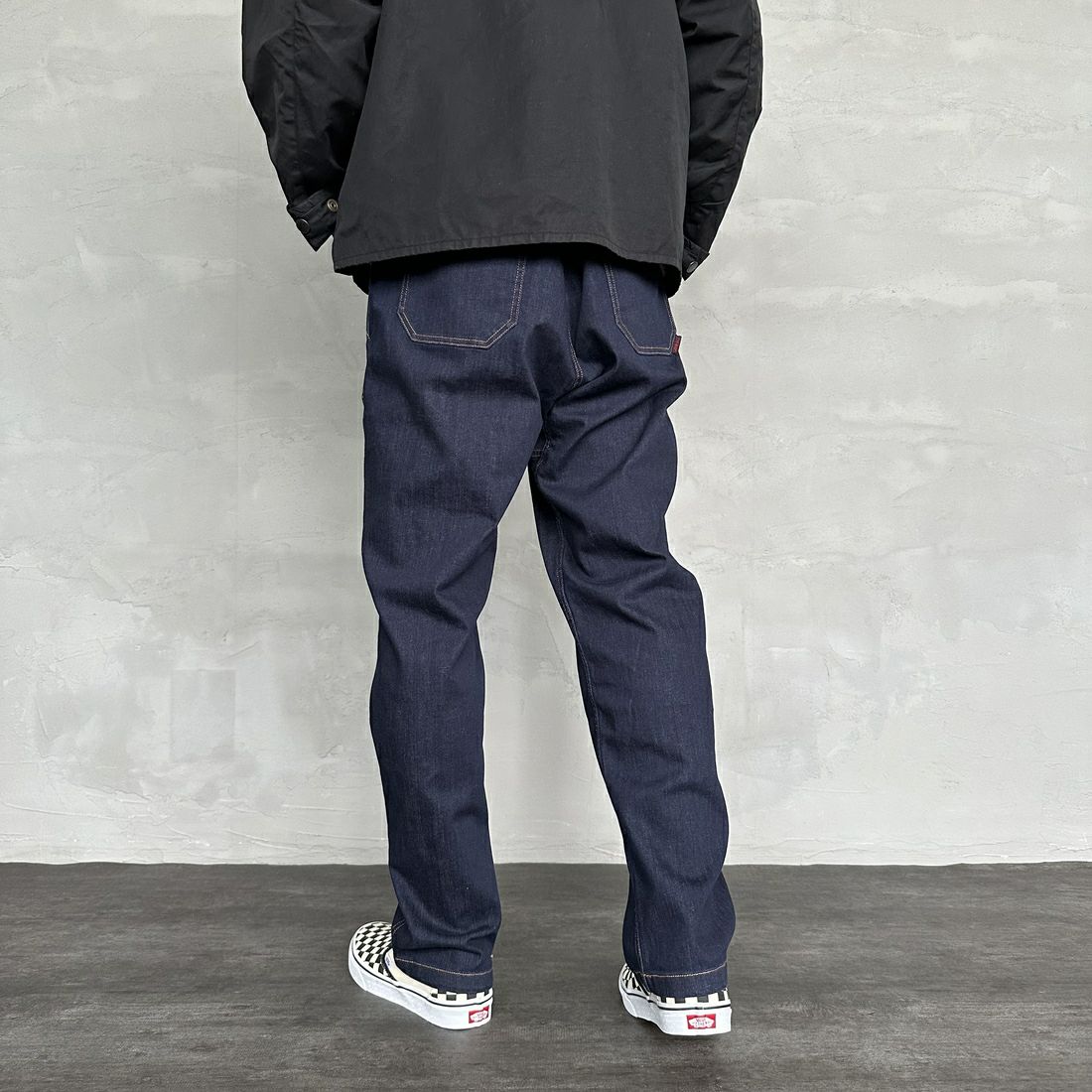 GRAMiCCi [グラミチ] ストレッチデニム ルーズテーパードリッジパンツ [G3FU-P052] ONE WASH &&モデル身長：179cm 着用サイズ：L&&