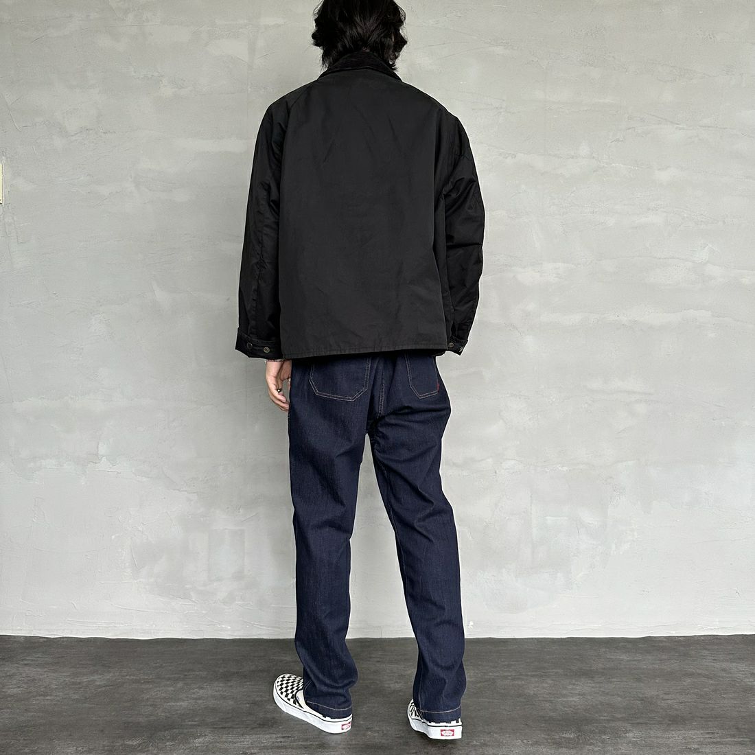 GRAMiCCi [グラミチ] ストレッチデニム ルーズテーパードリッジパンツ [G3FU-P052] ONE WASH &&モデル身長：179cm 着用サイズ：L&&