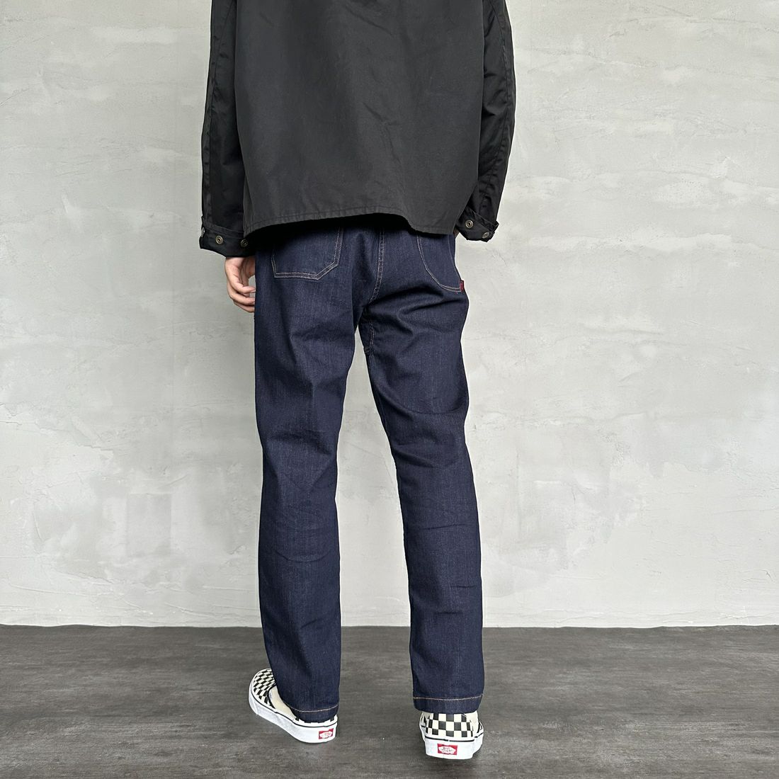 GRAMiCCi [グラミチ] ストレッチデニム ルーズテーパードリッジパンツ [G3FU-P052] ONE WASH &&モデル身長：179cm 着用サイズ：M&&