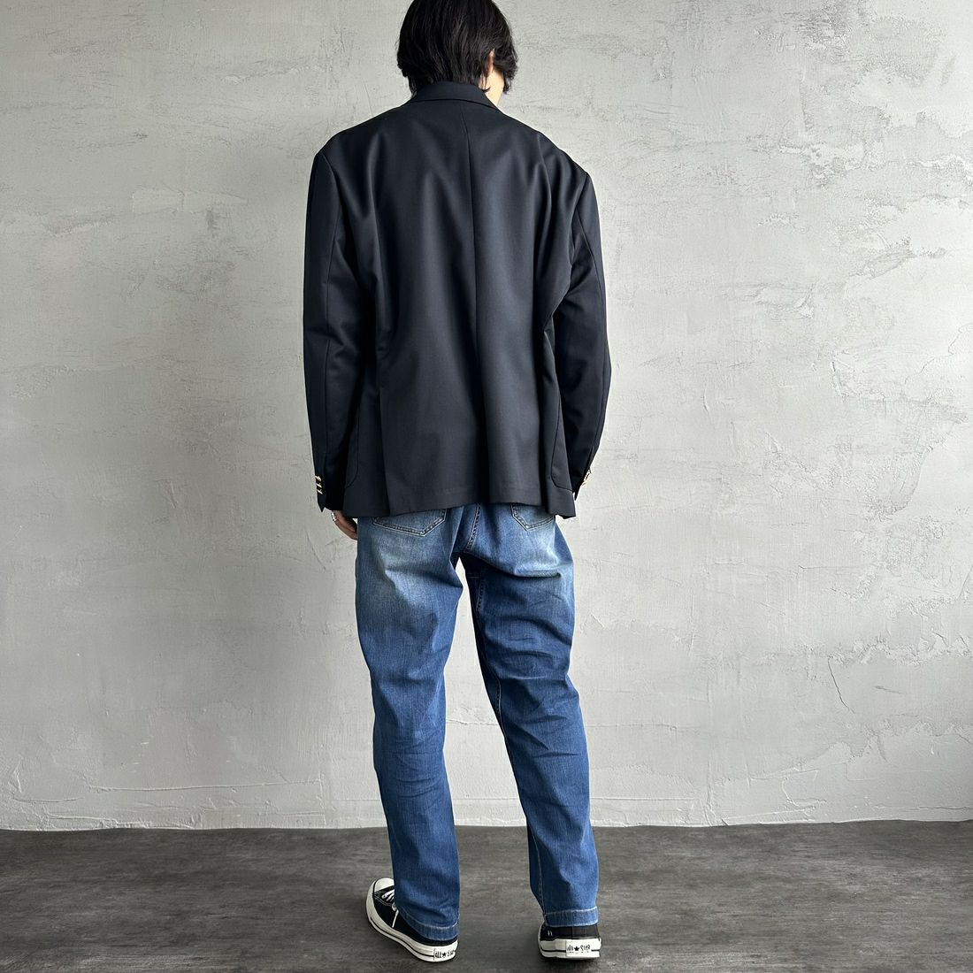GRAMiCCi [グラミチ] ストレッチデニム ルーズテーパードリッジパンツ [G3FU-P052] DARK USED &&モデル身長：179cm 着用サイズ：L&&
