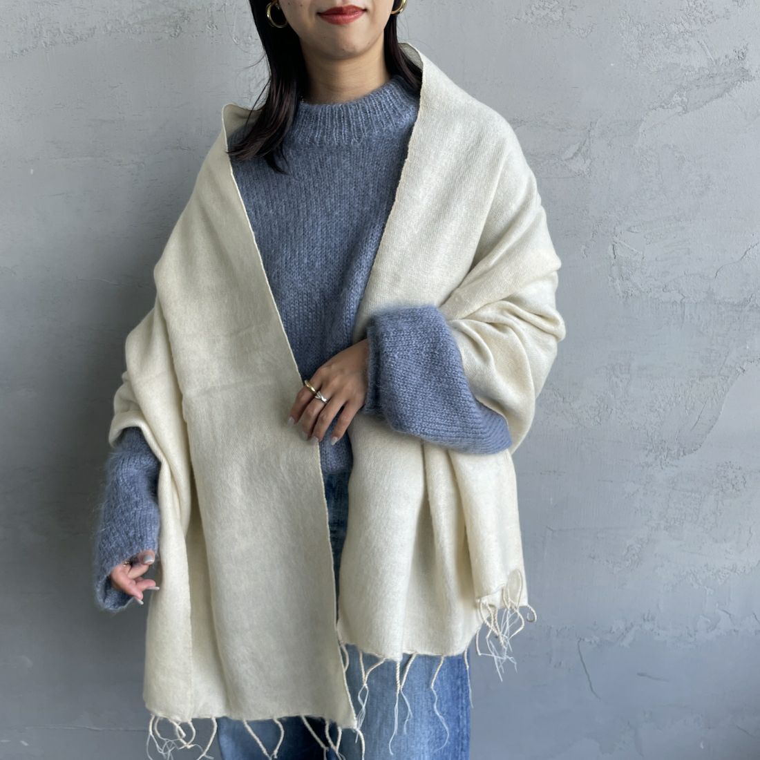 hint hint [ヒントヒント] 大判ストール [STOLE-02-W] IVORY/IVOR