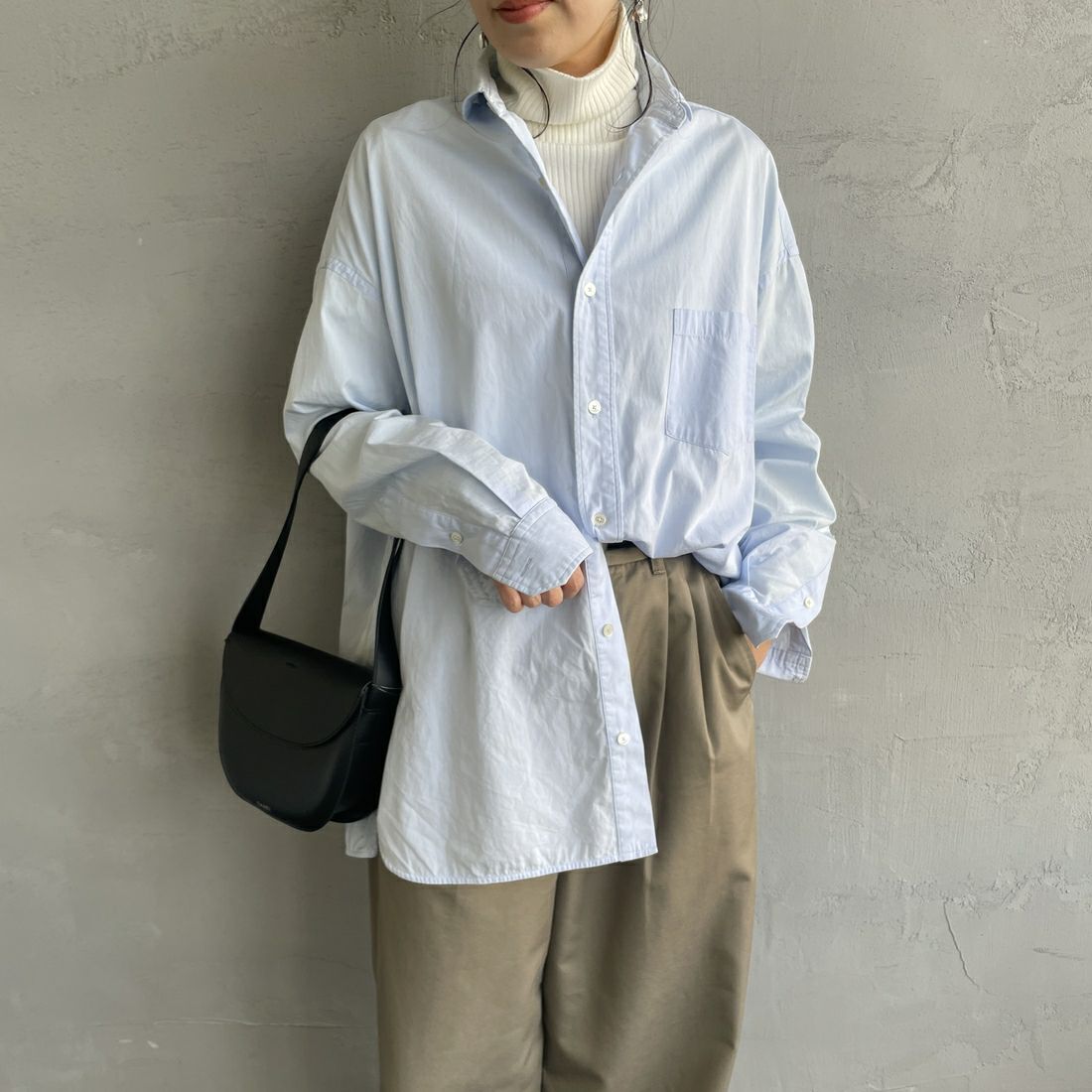 Noir Fabrik [ヌワールファブリック] ハイネックリブカットソー [JFW-C053] O.WHITE&&モデル身長：160cm 着用サイズ：0&&