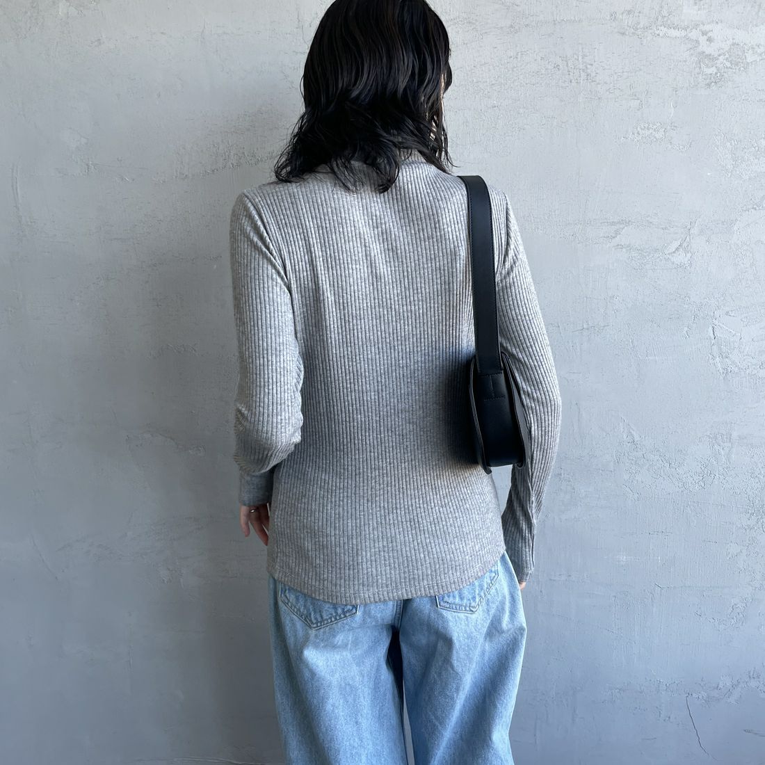 Noir Fabrik [ヌワールファブリック] ハイネックリブカットソー [JFW-C053] TOP.GRAY&&モデル身長：160cm 着用サイズ：0&&