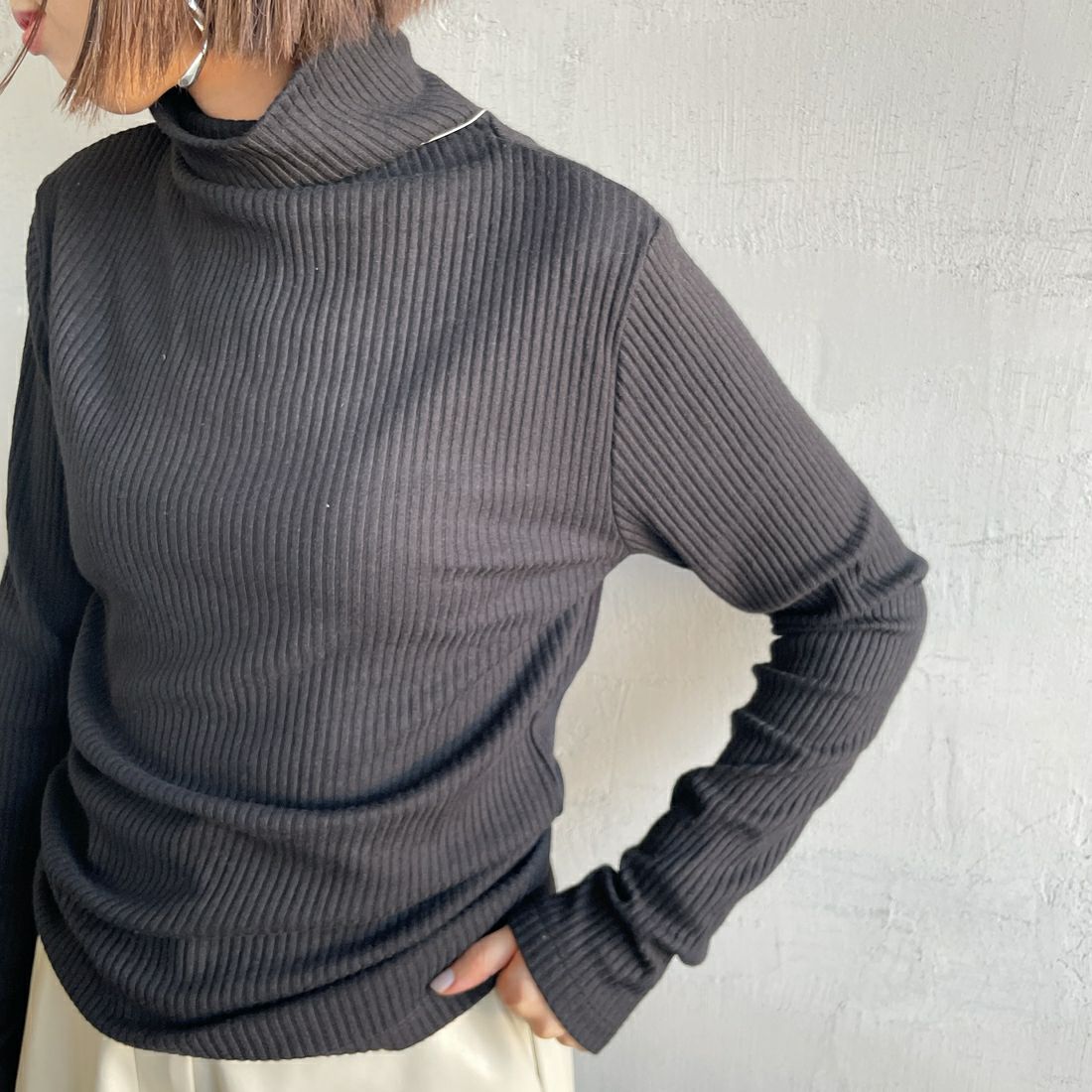 Noir Fabrik [ヌワールファブリック] ハイネックリブカットソー [JFW-C053] BLACK