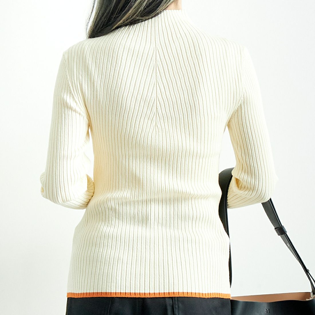 Jeans Factory Clothes [ジーンズファクトリークローズ] 配色ハイネックリブニット [11243808] ｵﾌ/ｵﾚﾝｼﾞ &&モデル身長：167cm 着用サイズ：F&&