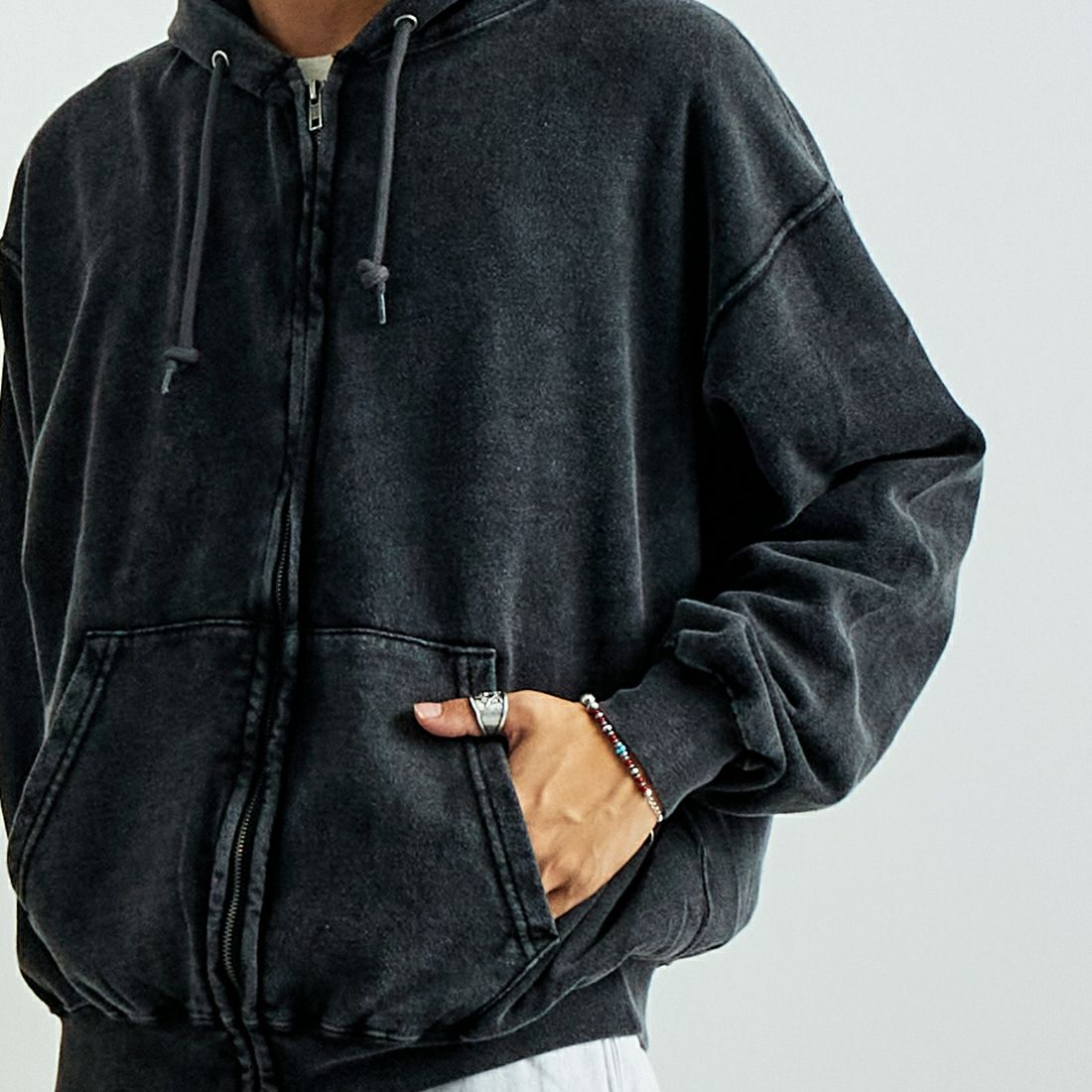Jeans Factory Clothes [ジーンズファクトリークローズ] T/Cケミカルカコウウラケジップパーカー [2423-426IN] BLACK