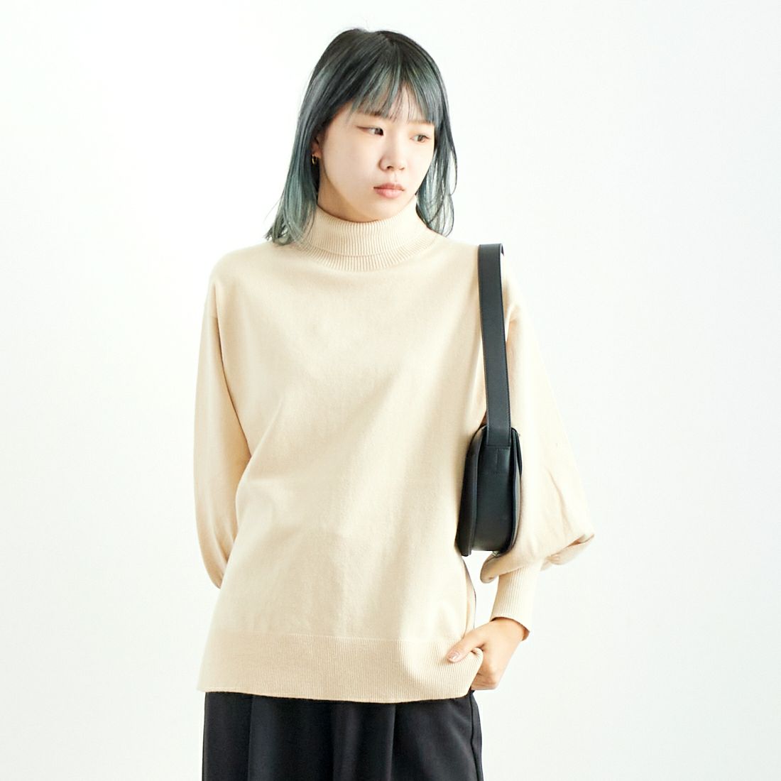 Jf Ready Made [ジェイエフレディメイド] モチモチタートルネックニット [3006202] 102 ｷﾅﾘ &&モデル身長：167cm 着用サイズ：F&&