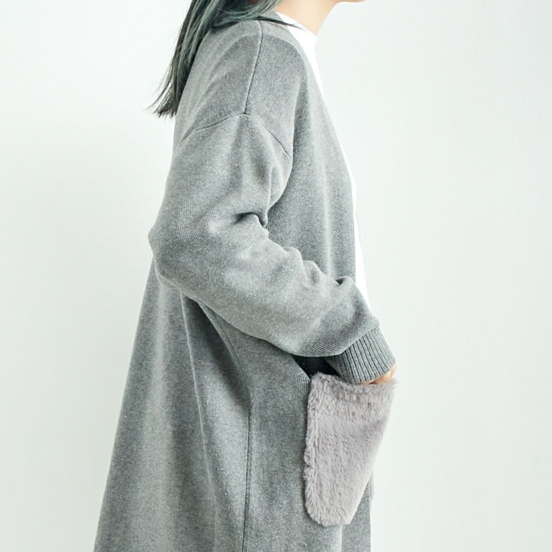 Jf Ready Made [ジェイエフレディメイド] ファーポケット総針カーディガン [3006204] 821 ﾓｸｸﾞﾚｰ