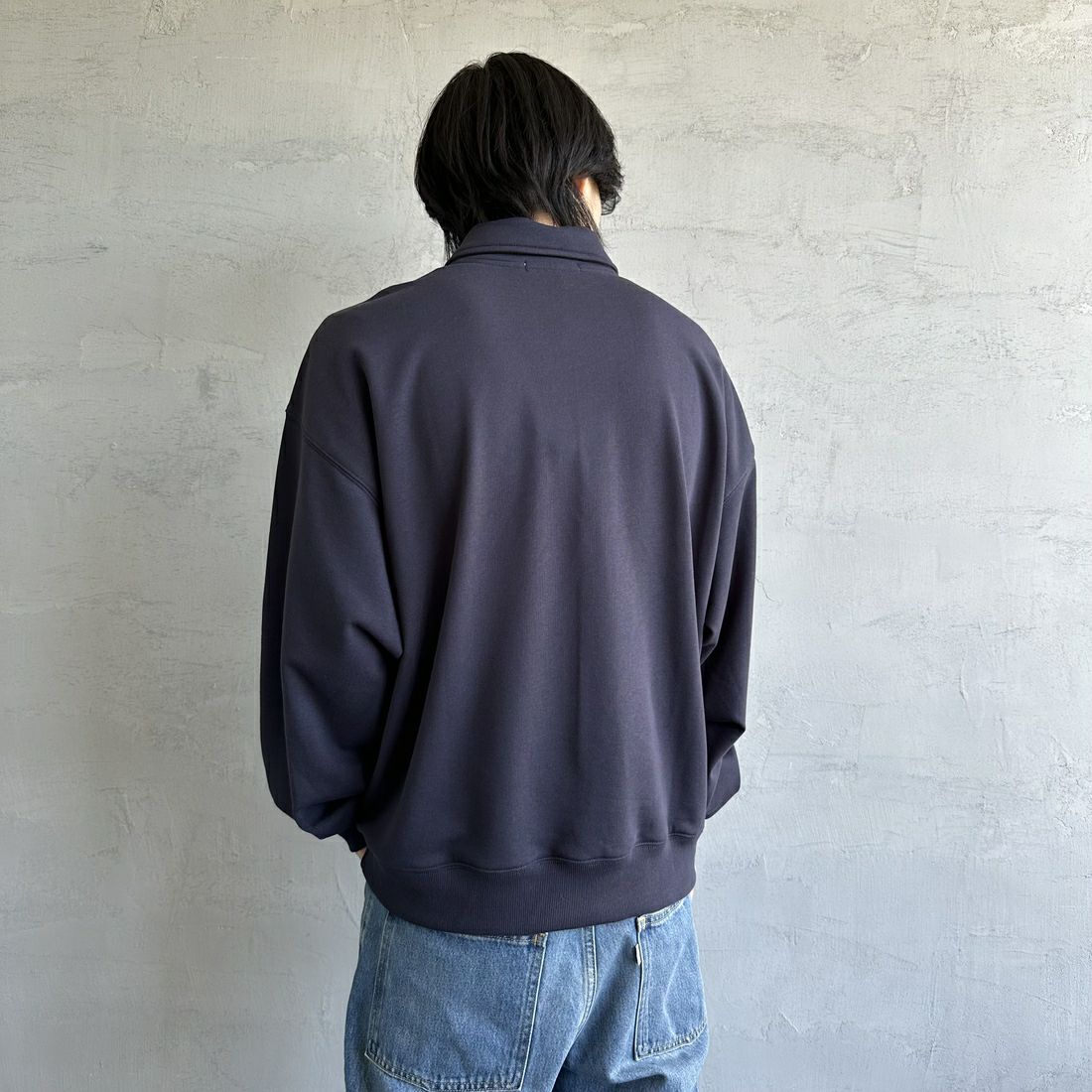 U.S.POLO ASSN. [ユーエスポロアッスン] 別注 ワンポイントロゴ刺繍 ハーフジップポロスウェット [PLM43103IN-JF] ﾈｲﾋﾞｰ &&モデル身長：179cm 着用サイズ：L&&