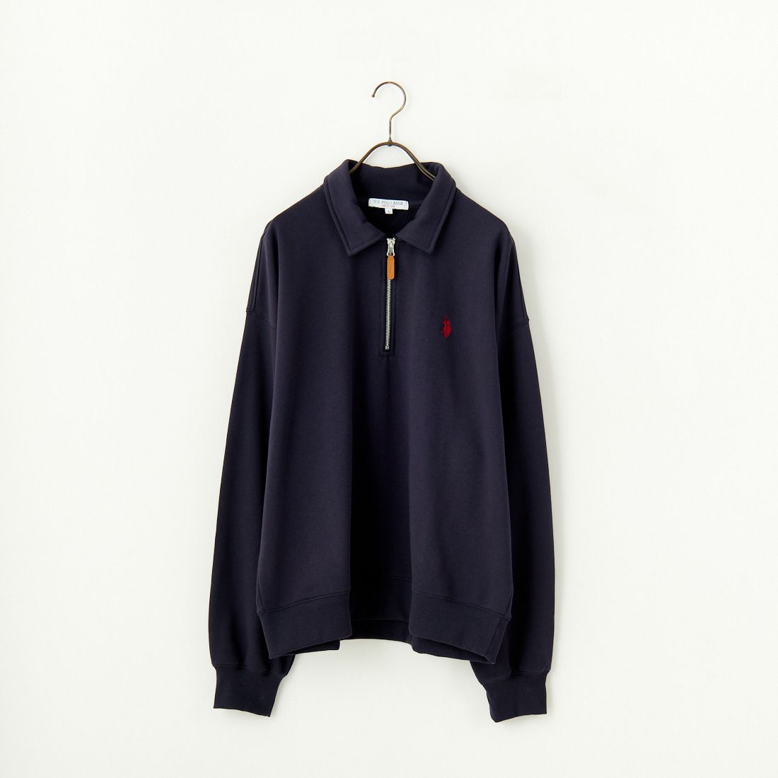 U.S.POLO ASSN. [ユーエスポロアッスン] 別注 ワンポイントロゴ刺繍 ハーフジップポロスウェット [PLM43103IN-JF] ﾈｲﾋﾞｰ