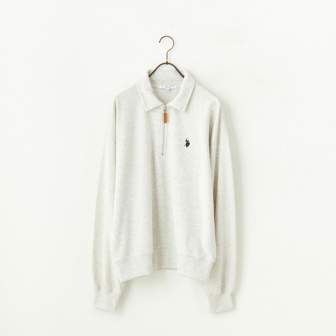 U.S.POLO ASSN. [ユーエスポロアッスン] 別注 ワンポイントロゴ刺繍 ハーフジップポロスウェット [PLM43103IN-JF] ASHｸﾞﾚｰ