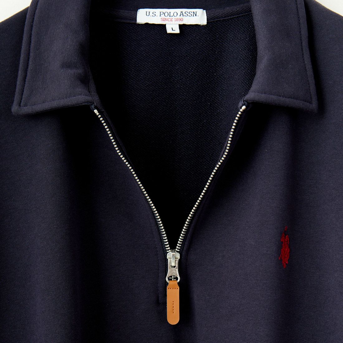U.S.POLO ASSN. [ユーエスポロアッスン] 別注 ワンポイントロゴ刺繍 ハーフジップポロスウェット [PLM43103IN-JF] ﾈｲﾋﾞｰ