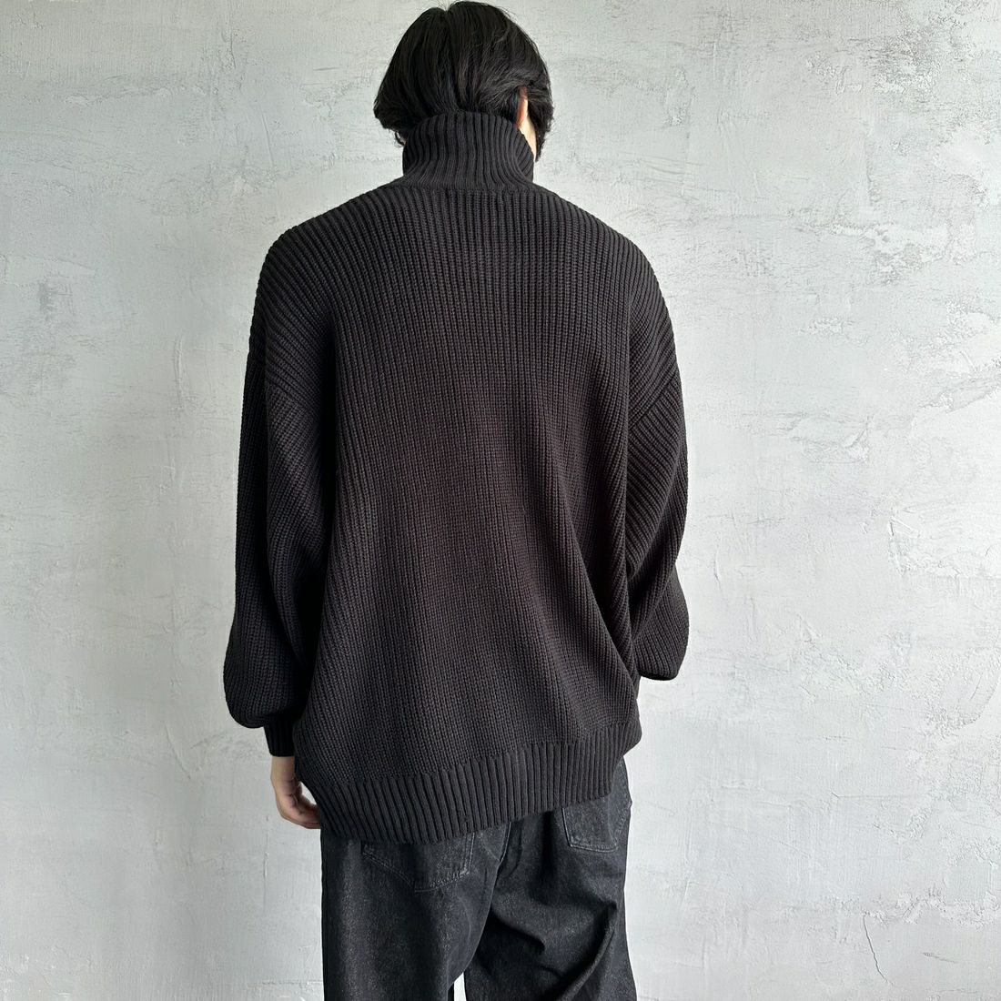 U.S.POLO ASSN. [ユーエスポロアッスン] 別注 ワンポイントロゴ刺繍 ドライバーズニットカーディガン [PLM43409IN-JF] ﾌﾞﾗｯｸ&&モデル身長：179cm 着用サイズ：XL&&