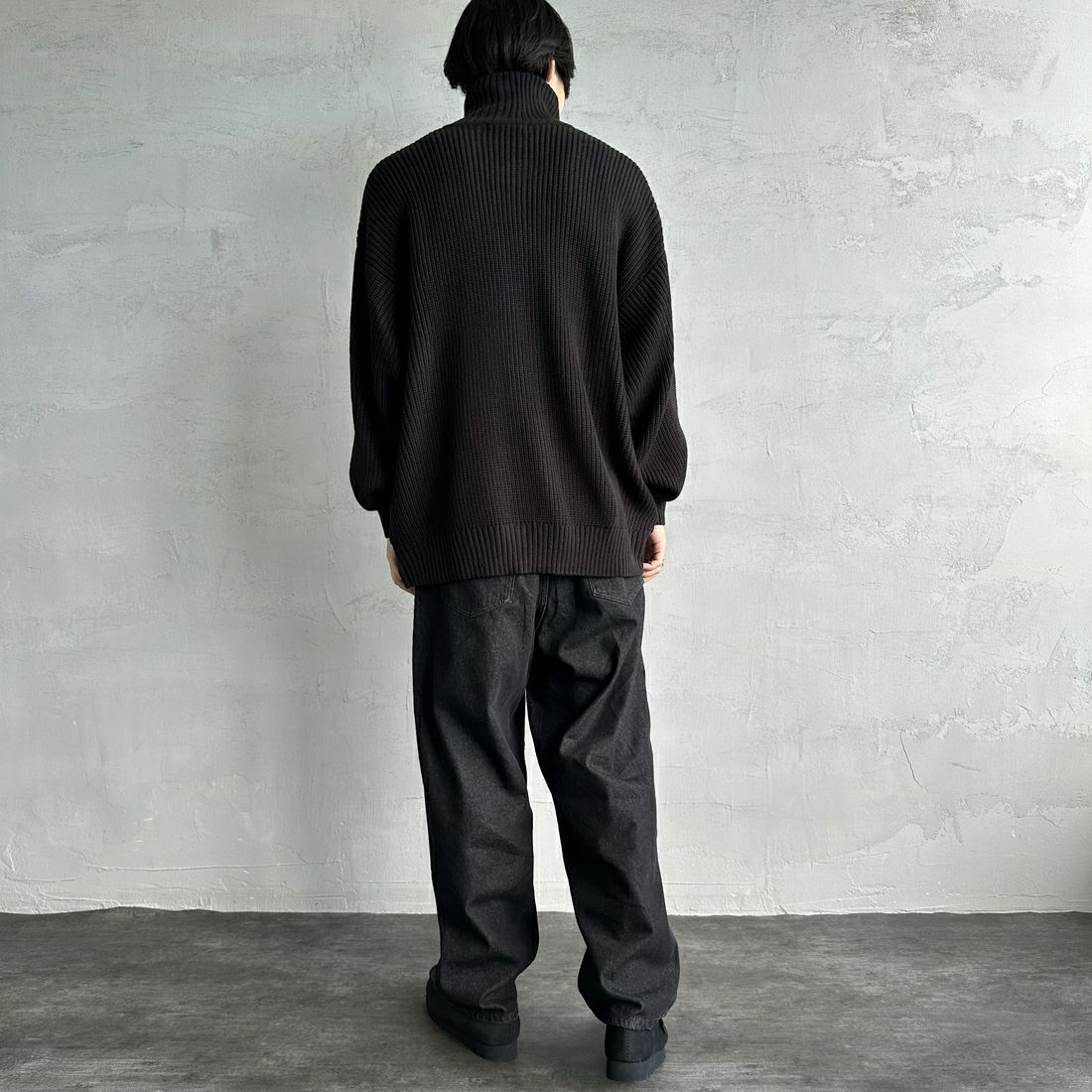 U.S.POLO ASSN. [ユーエスポロアッスン] 別注 ワンポイントロゴ刺繍 ドライバーズニットカーディガン [PLM43409IN-JF] ﾌﾞﾗｯｸ&&モデル身長：179cm 着用サイズ：XL&&