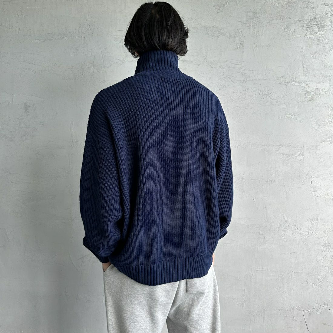 U.S.POLO ASSN. [ユーエスポロアッスン] 別注 ワンポイントロゴ刺繍 ドライバーズニットカーディガン [PLM43409IN-JF] ﾈｲﾋﾞｰ&&モデル身長：179cm 着用サイズ：L&&