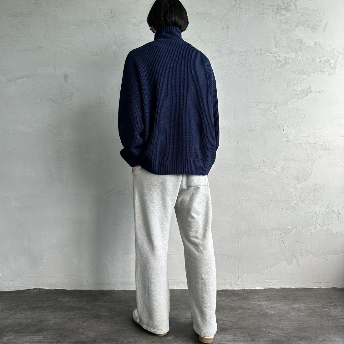 U.S.POLO ASSN. [ユーエスポロアッスン] 別注 ワンポイントロゴ刺繍 ドライバーズニットカーディガン [PLM43409IN-JF] ﾈｲﾋﾞｰ&&モデル身長：179cm 着用サイズ：L&&