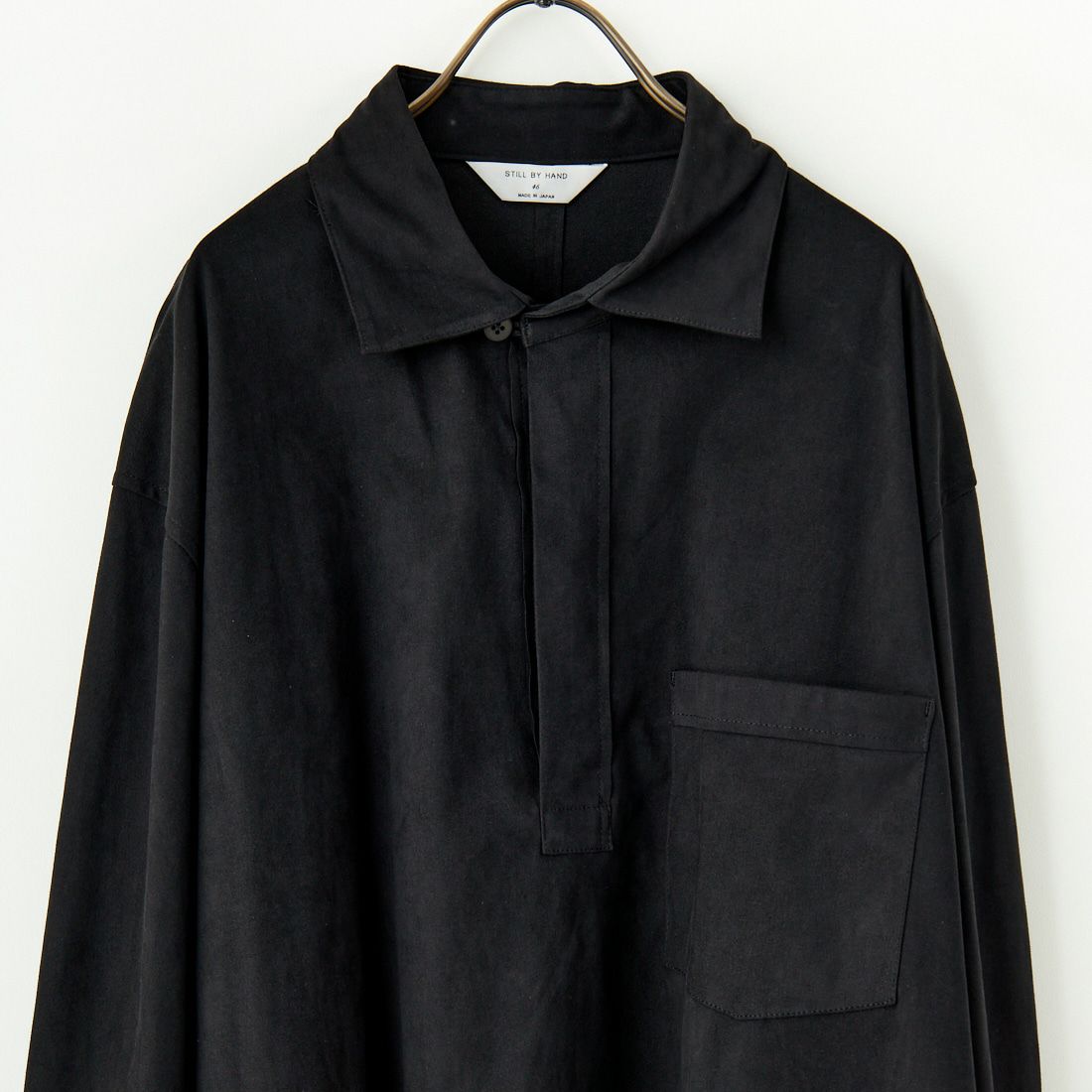 STILL BY HAND [スティルバイハンド] フェイクレザースキッパーシャツ [BL06243] INK BLACK