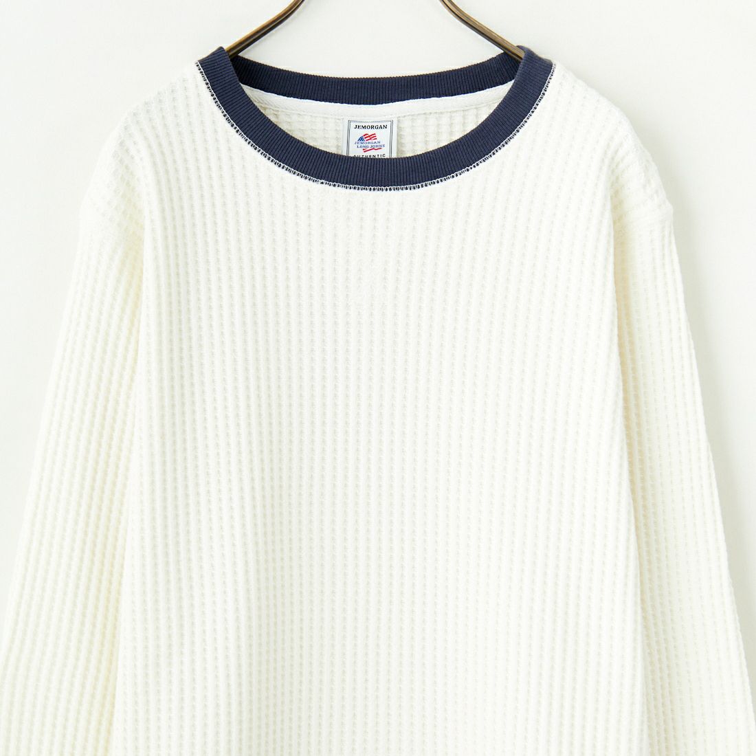 JE MORGAN [ジェイイーモーガン] ビッグワッフルクルーネックシャツ [JB001-52C] 03 O.WH/NV