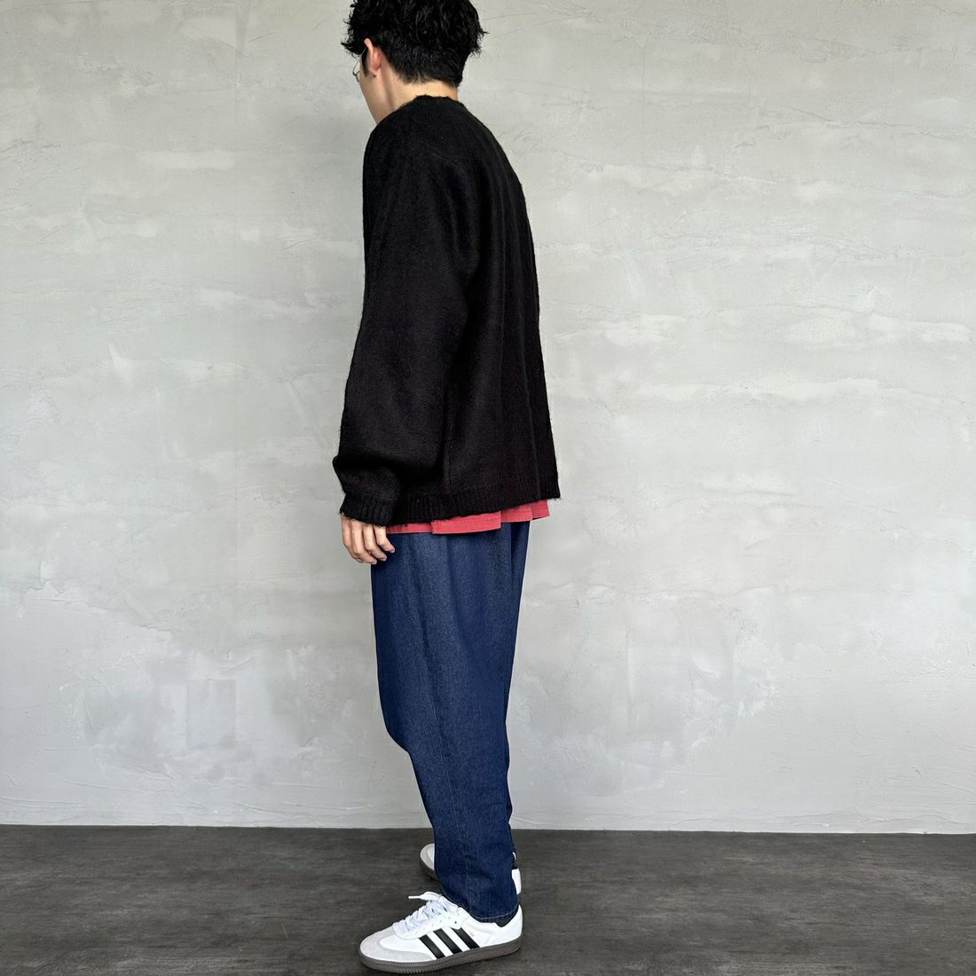 THE FOX [ザフォックス] 別注 シャギーモヘアカーディガン [PN24F010-JF] BLACK &&モデル身長：168cm 着用サイズ：M&&