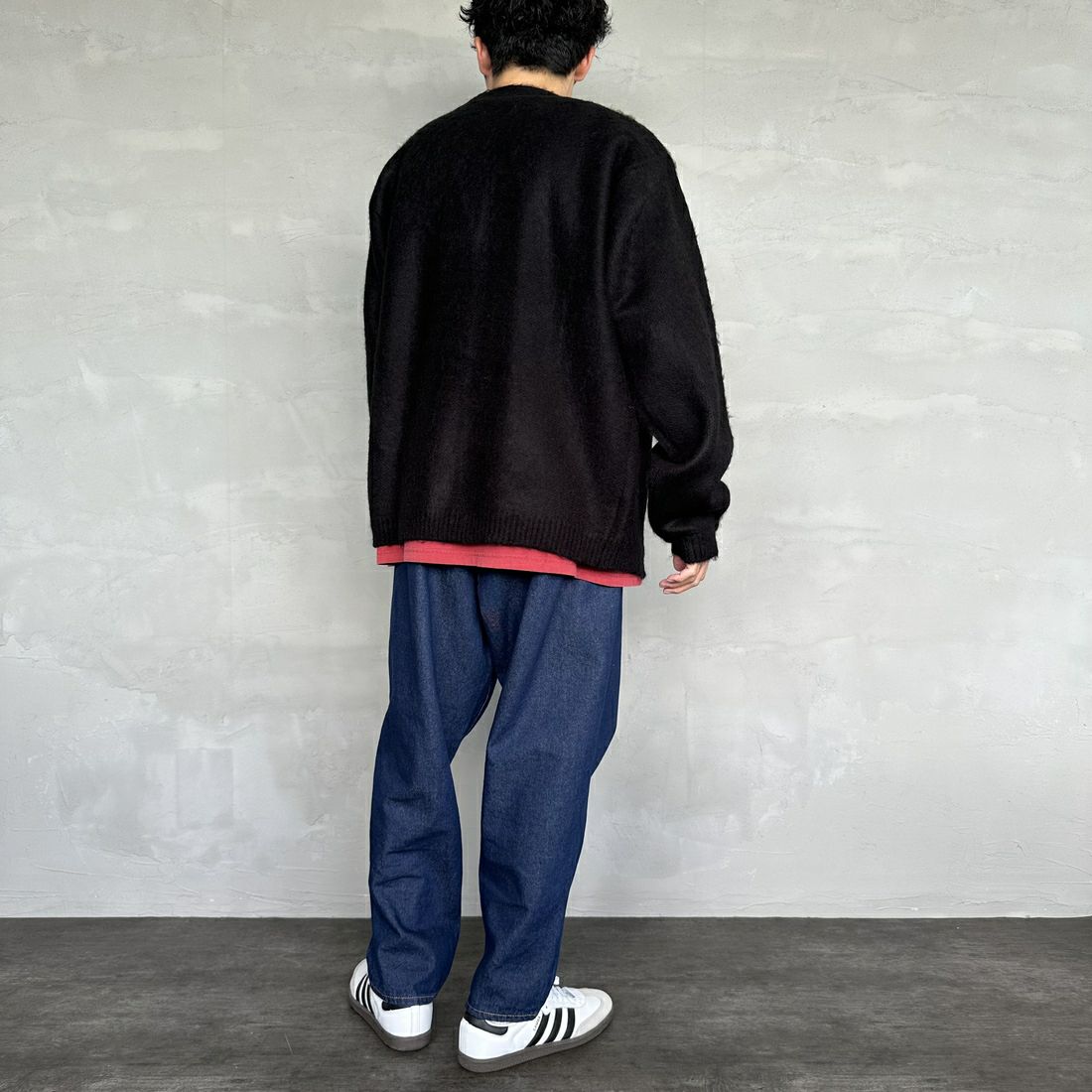 THE FOX [ザフォックス] 別注 シャギーモヘアカーディガン [PN24F010-JF] BLACK &&モデル身長：168cm 着用サイズ：M&&