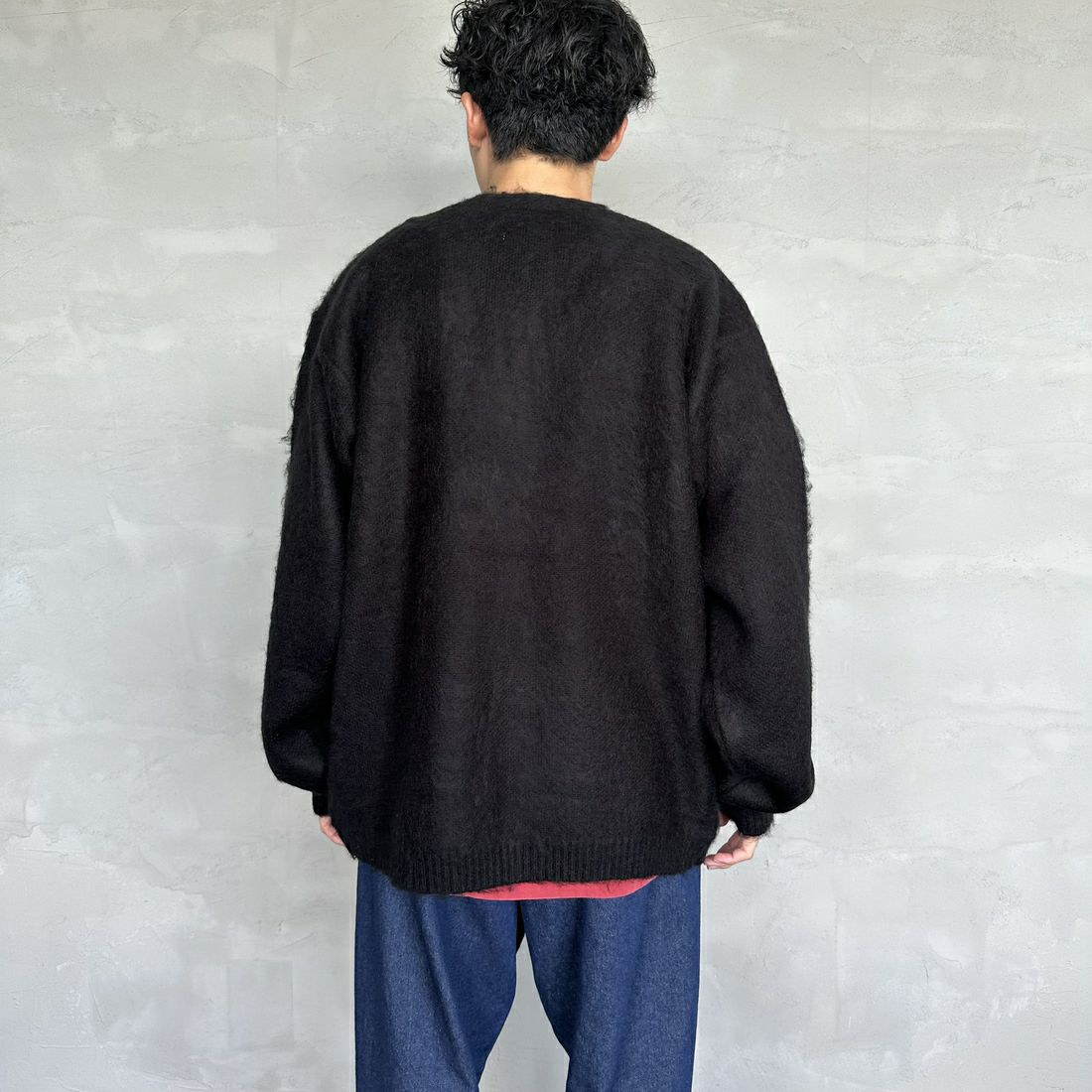 THE FOX [ザフォックス] 別注 シャギーモヘアカーディガン [PN24F010-JF] BLACK &&モデル身長：168cm 着用サイズ：L&&